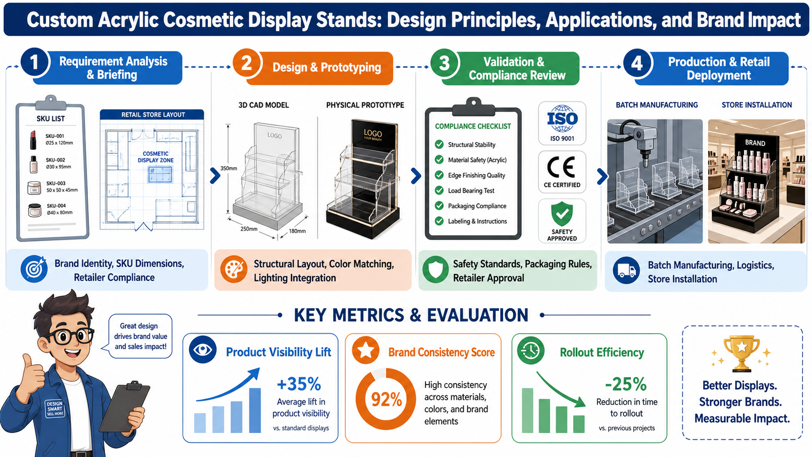 Custom Acrylic Cosmetic Display Stands: Design Principles, Applications, and Brand Impact