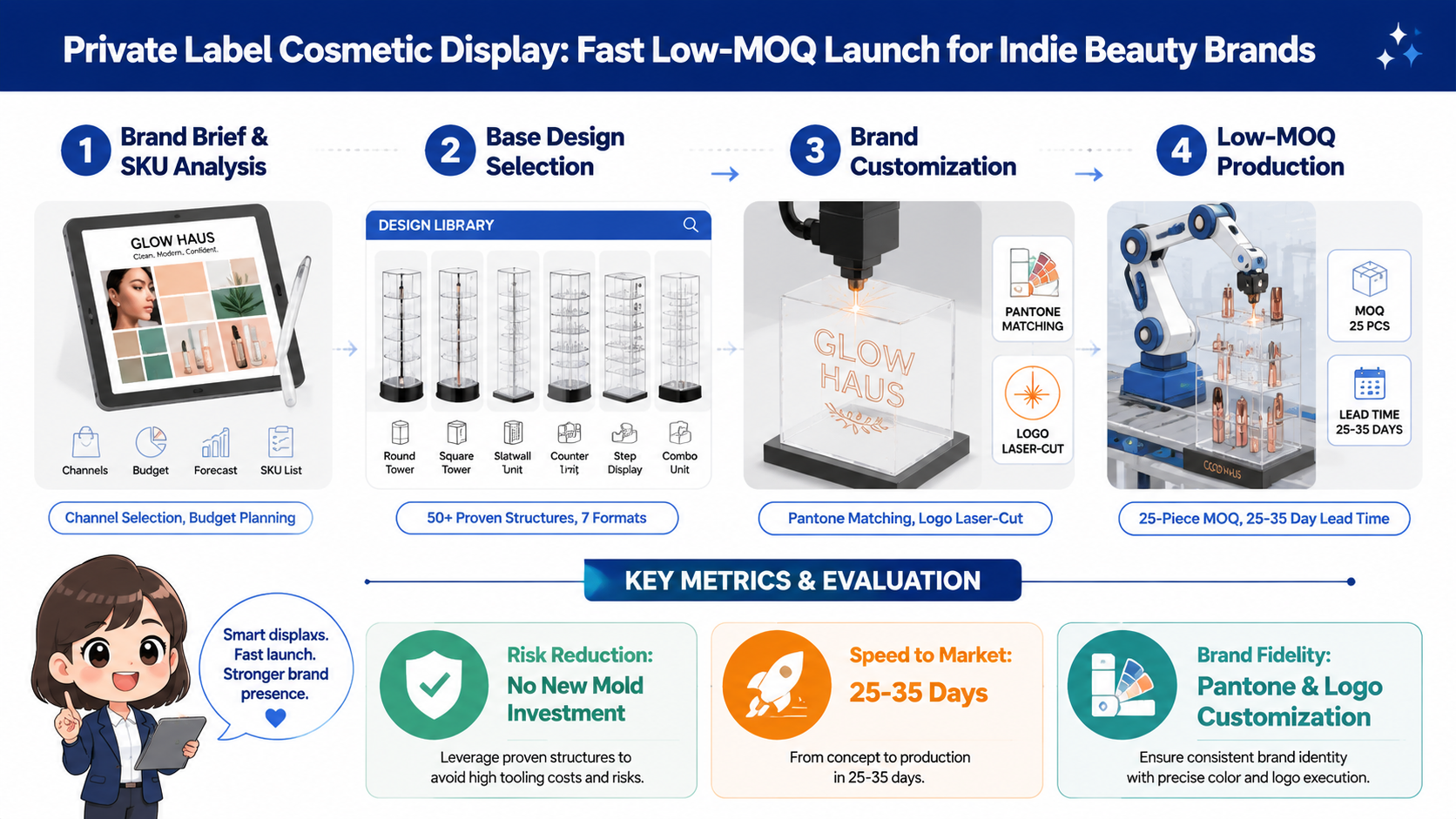 How Private Label Cosmetic Displays Help Indie Beauty Brands Launch Faster with Lower MOQ